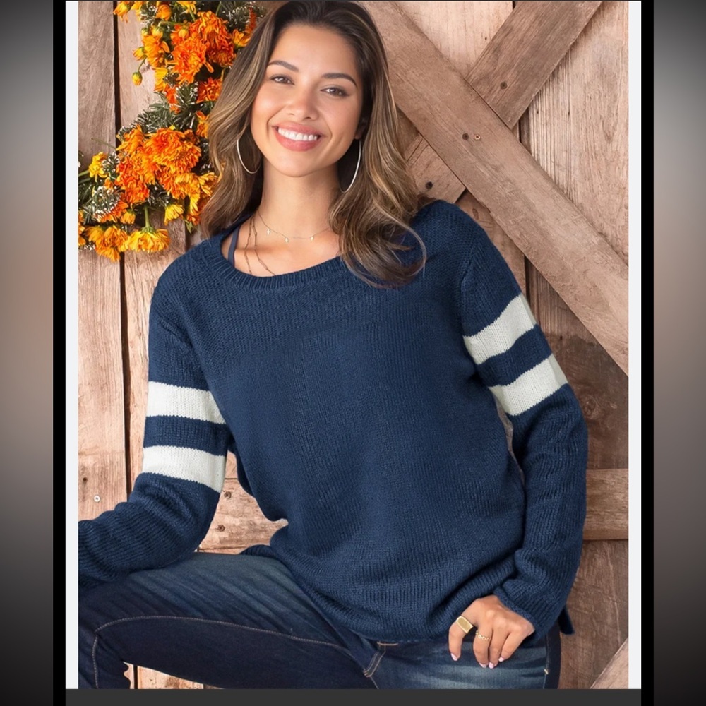 Wooden Ships size XS/S navy nautical mohair wool blend sweater